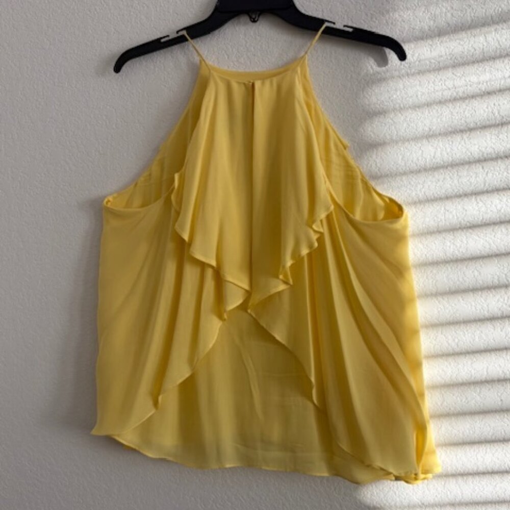 ANTONIO MELANI YELLOW SILK SLEEVELESS HALTER TOP, SIZE L